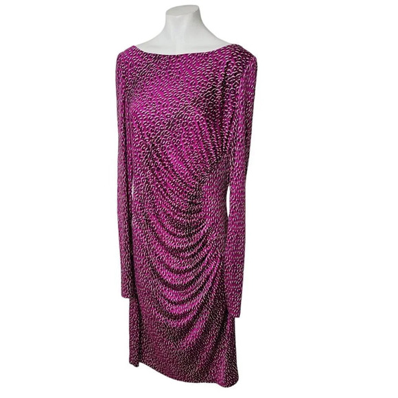 LK Bennett London Mariella 100% Silk Dress Size 12 Leopard Ruched - Picture 9 of 9